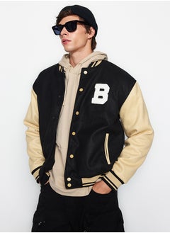 trendyol Black Unisex Regular Fit Bomber Collar College Winter Coat TMNAW24MO00017  - Image 1