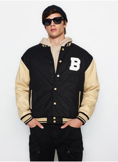 trendyol Black Unisex Regular Fit Bomber Collar College Winter Coat TMNAW24MO00017  - Image 2