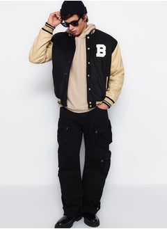 trendyol Black Unisex Regular Fit Bomber Collar College Winter Coat TMNAW24MO00017  - Image 5