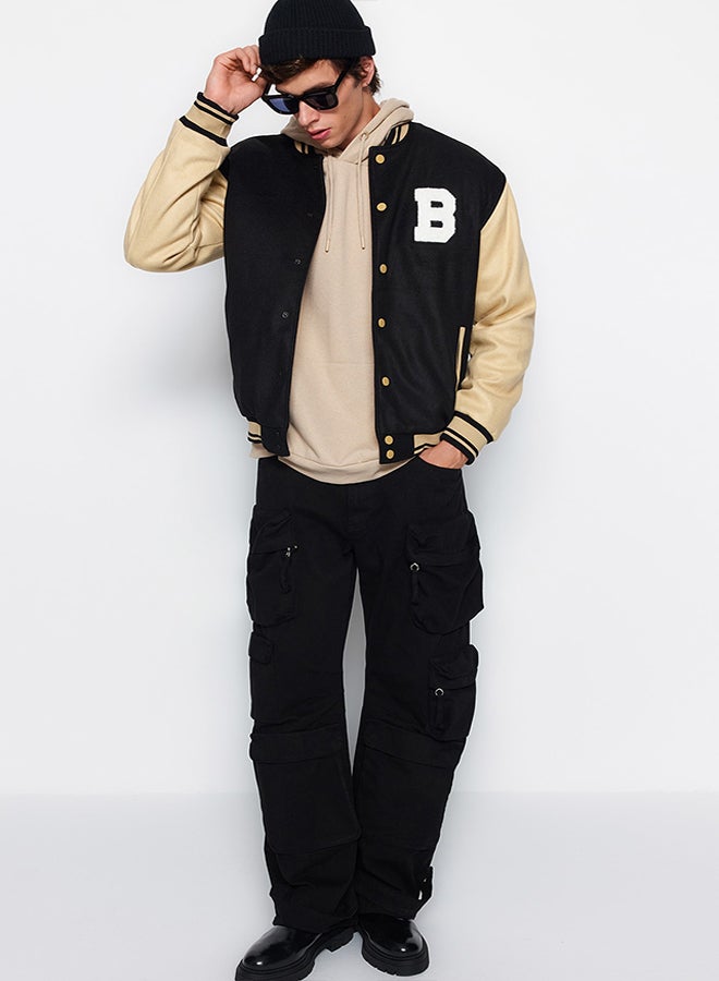 trendyol Black Unisex Regular Fit Bomber Collar College Winter Coat TMNAW24MO00017  - Image 5
