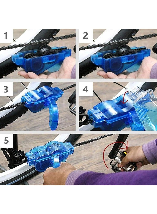 klarako 4pcs Bicycle Chain Cleaner Kit Portable Bike Chain Scrubber Cleaning Brush Tool Set - Image 3