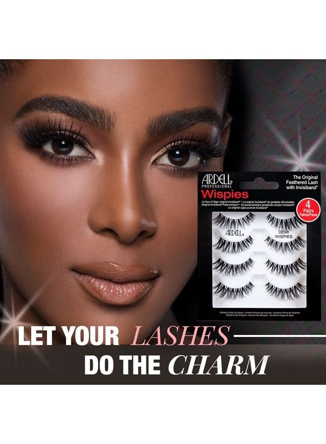 ARDELL Demi Wispies False Eyelashes, Black - Full Volume Demi Wispies, Reusable Strip Lashes for Eye Make-up Enhancement, 2 Pack - Image 2