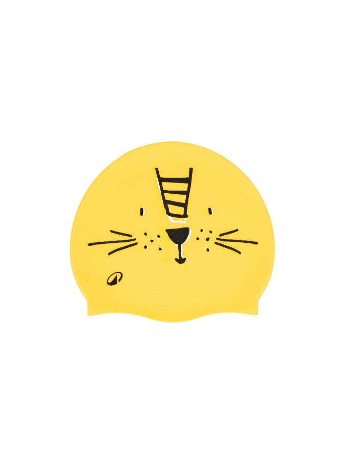 DECATHLON Silicone Swimming Cap – Waterproof Kids Swim Cap with Anti-Slip Fit and Cute Yellow Lion Design - Image 2