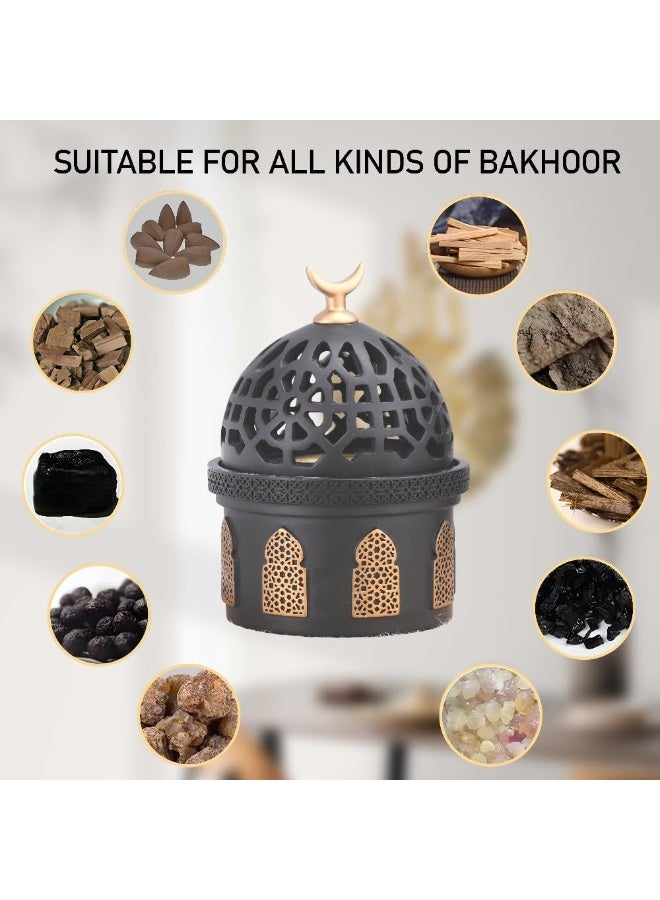 Bakhoor BoSidin Elegant Arabian Style Resin Incense Burner, Bakhoor Oud Holder with Metal Tray Censer for Yoga, Aromatherapy, Bedroom, Home & Office - Image 3