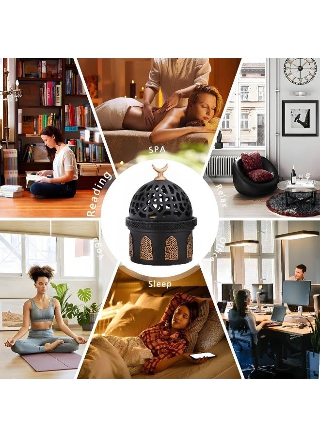 Bakhoor BoSidin Elegant Arabian Style Resin Incense Burner, Bakhoor Oud Holder with Metal Tray Censer for Yoga, Aromatherapy, Bedroom, Home & Office - Image 4