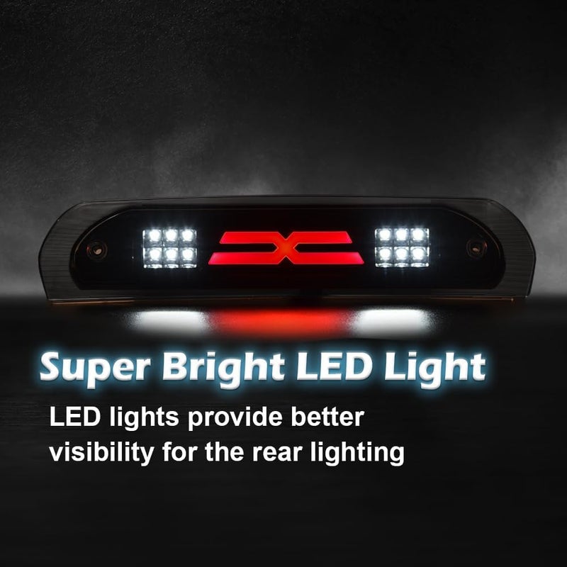CHEDA LED Third Brake Lights Compatible with 2002-2008 Dodge Ram 1500/2003-2009 Dodge Ram 2500 3500 High Mount Stop Light Smoky Lens Black Housing Cargo Lamp 5072594AD 3D Bar X Type - Image 4
