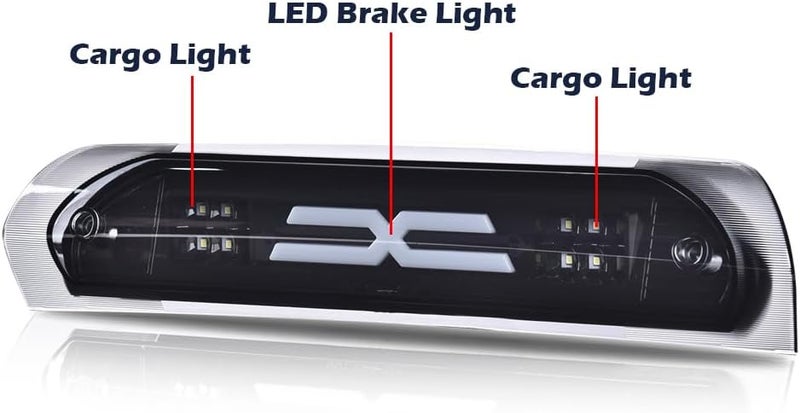 CHEDA LED Third Brake Lights Compatible with 2002-2008 Dodge Ram 1500/2003-2009 Dodge Ram 2500 3500 High Mount Stop Light Smoky Lens Black Housing Cargo Lamp 5072594AD 3D Bar X Type - Image 5