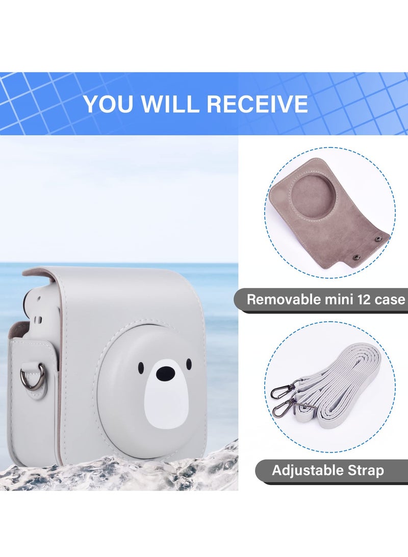 PU Leather Protective Case for Fujifilm Instax Mini 12/Polaroid Mini 12 Instant Camera, Removable Design with Adjustable Shoulder Strap for Easy Carrying and Protection. - Image 2
