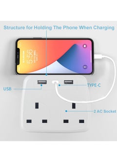 TYCOM Power Adapter Multi Plug Extension with 2 USB 1 Type C , Extender Wall Charger Socket 2 Way Multiple Electrical Outlet Adaptor, Charging Station for Home, Office （ 2 Way 2 USB 1 Type C）  - Image 3