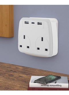 TYCOM Power Adapter Multi Plug Extension with 2 USB 1 Type C , Extender Wall Charger Socket 2 Way Multiple Electrical Outlet Adaptor, Charging Station for Home, Office （ 2 Way 2 USB 1 Type C）  - Image 5