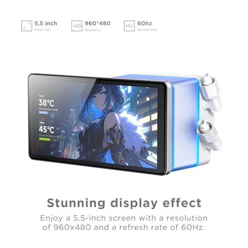 Jungle Leopard PF 360 CPU Water AIO Cooler Liquid Cooling|5.5-inch LCD Magnetic Screen|360mm ARGB Infinity Mirror 2000RPM PWM Fan|Lower Noise ≤30DBA|for Intel LGA1851/1700/1200/115X AMD AM4/AM5-White - Image 2