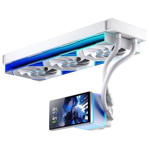 Jungle Leopard PF 360 CPU Water AIO Cooler Liquid Cooling|5.5-inch LCD Magnetic Screen|360mm ARGB Infinity Mirror 2000RPM PWM Fan|Lower Noise ≤30DBA|for Intel LGA1851/1700/1200/115X AMD AM4/AM5-White - Image 1