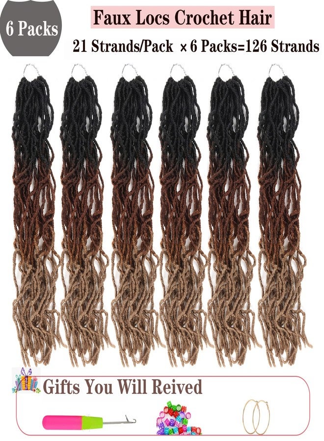 Ahrencan Faux Locs Crochet Hair 24 Inch,Soft Goddess Locs Crotchet Hair, 6 Packs Long Three Tone Locs Crochet Braids Pre looped Wavy Dreads Extensions Crotchet Braiding Hair(24”,T1B/30/27) - Image 2