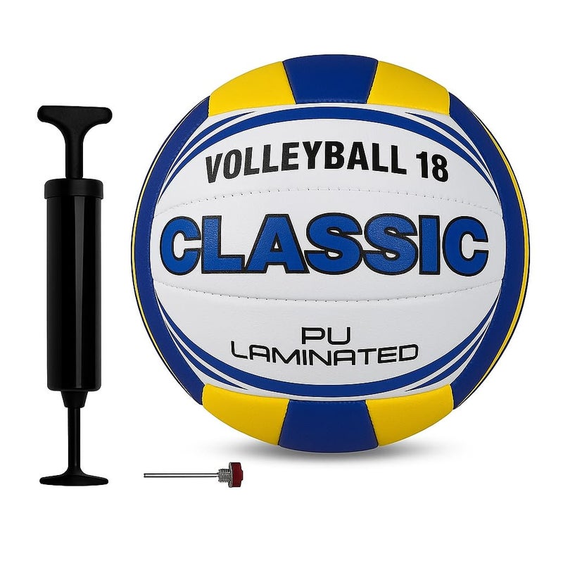 MOSVOLD Tough PU Volleyball with Pump | Official Size 5 | Waterproof Soft Grip | Durable Machine Stitched 18-Panel | Indoor Outdoor Beach Court Pool Game Ball for Training, Match, Adults & Kids - Image 1