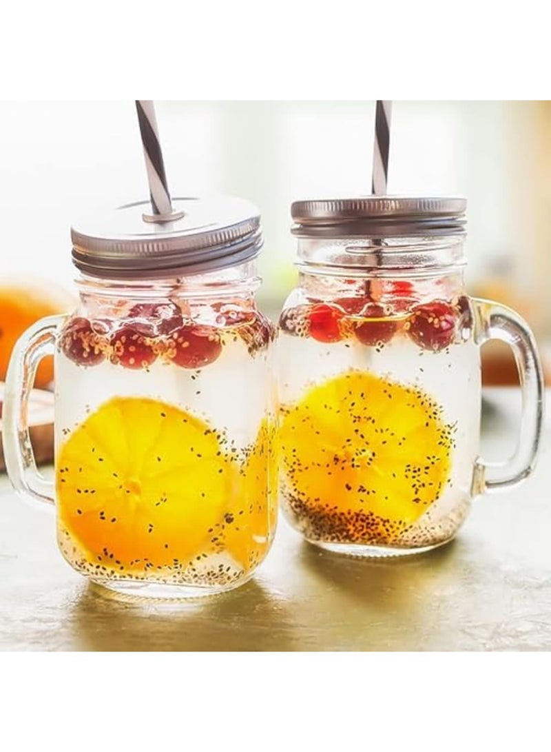 SYOSI 6 عبوات أغطية تعليب - أغطية برطمانات ميسون من الفولاذ المقاوم للصدأ مع ثقب مصاصة معدني فضي بقطر 70 مم - فم واسع مقاوم للتسرب ودائم يناسب برطمانات التخزين (فضي) - Image 5