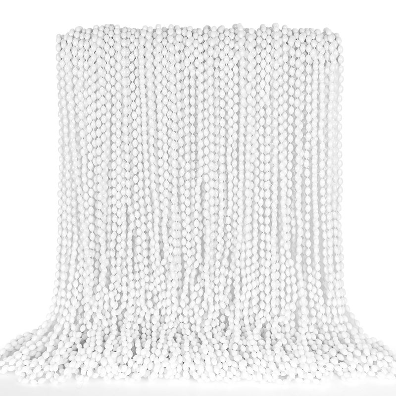 EOBOH Mardi Gras Beads Bulk 100PCS White Oval Beaded Necklace Stuff Party Favors 32 Mardi Gras Beads Necklaces Festival Parade Throw Accessories for Wedding Birthday Celebrations Decorations - Image 3