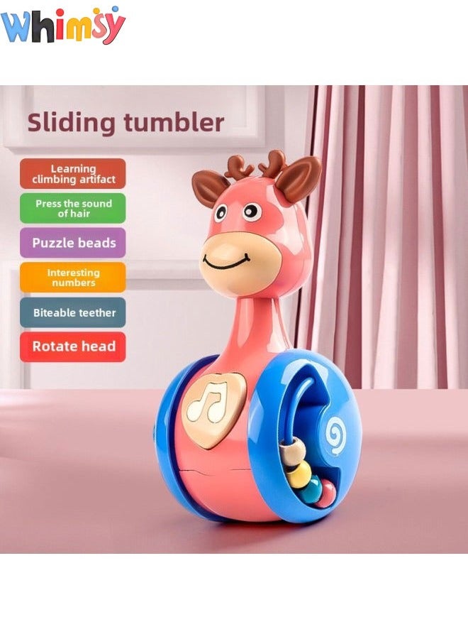 Whimsy Sliding Fawn Tumbler Baby Toys for 3-12 Months Baby Comfort Early Education Puzzle, Color & Sensory Learning to Climb Guide Artifact 0-5 Years Old Children's Toys, Baby Toddler Toys Perfect Gift for Boys Girls (New Version Pink) - Image 1
