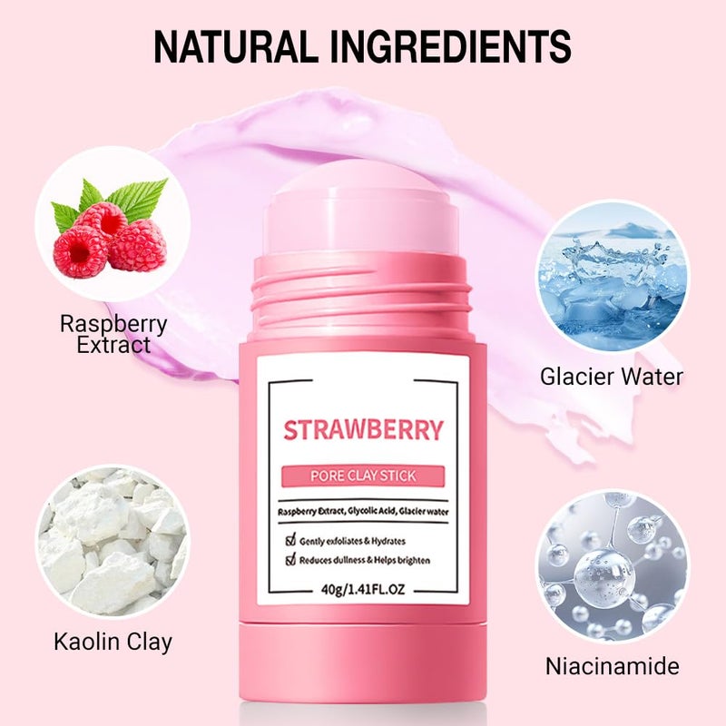 FeiCuiYun Clay Mask For Face Skincare, Blackhead Remover Face Mask with Strawberry Extract, Deep Pore Cleansing, Moisturizing, Skincare Facial Mask for Refining Pores and Controlling Oil, 40g/1.35oz - Image 3