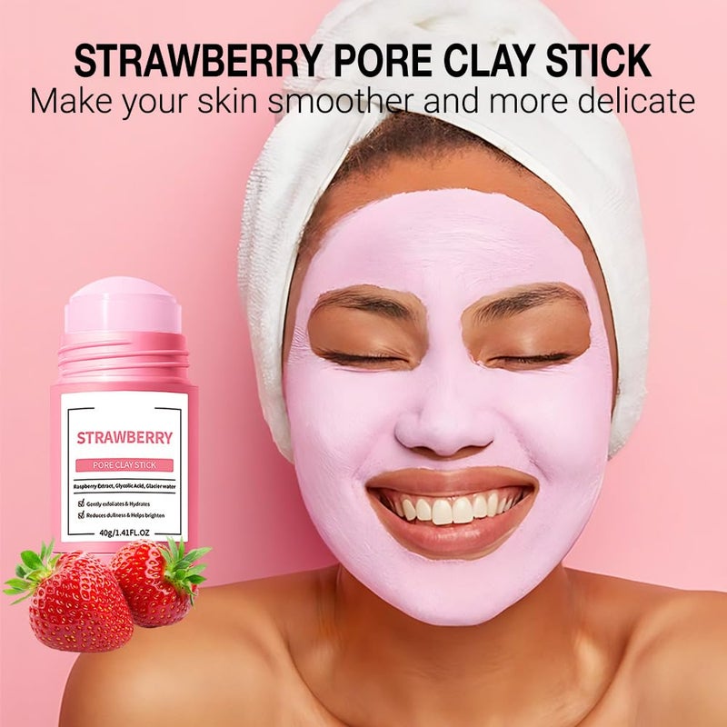 FeiCuiYun Clay Mask For Face Skincare, Blackhead Remover Face Mask with Strawberry Extract, Deep Pore Cleansing, Moisturizing, Skincare Facial Mask for Refining Pores and Controlling Oil, 40g/1.35oz - Image 2