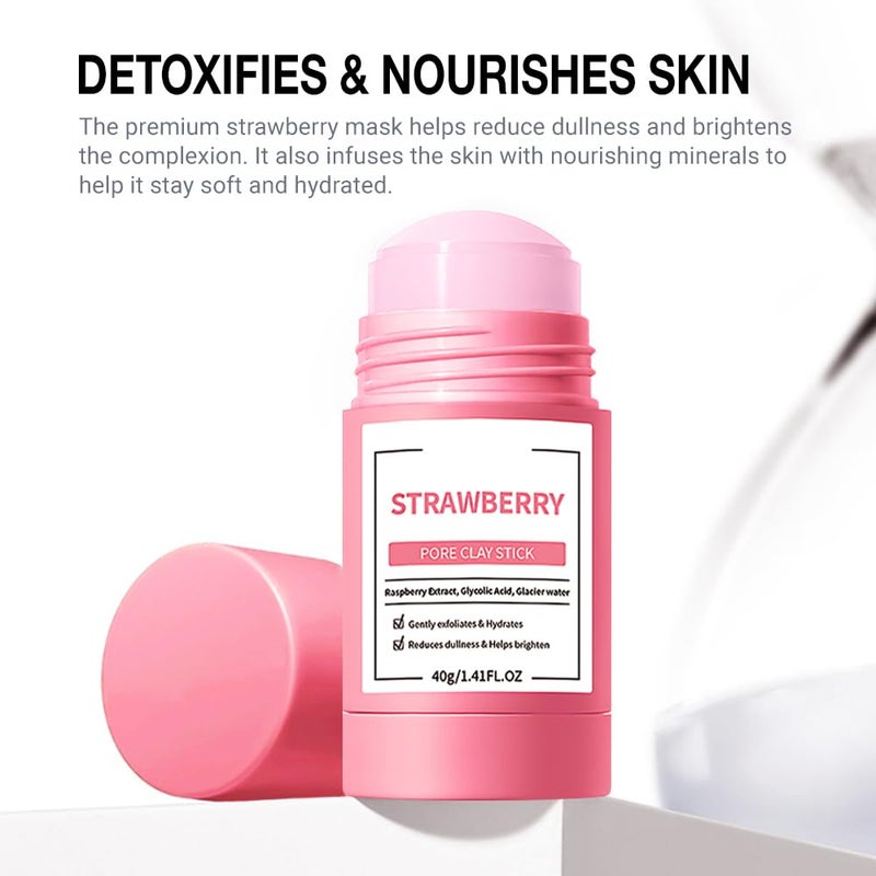FeiCuiYun Clay Mask For Face Skincare, Blackhead Remover Face Mask with Strawberry Extract, Deep Pore Cleansing, Moisturizing, Skincare Facial Mask for Refining Pores and Controlling Oil, 40g/1.35oz - Image 5