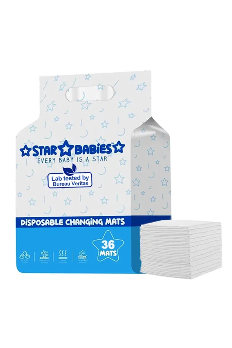 ستار بيبيز Star Babies Disposable Changing Mat- Pack of 36 - White
