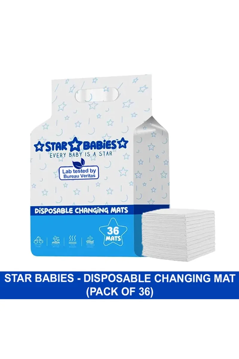 ستار بيبيز Star Babies Disposable Changing Mat- Pack of 36 - White
