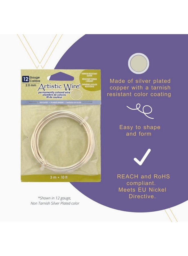 أرتيستك واير سلك نحاسي ملون مقاوم للتشوه مطلي بالفضة مقاس 10 بطول 5 أقدام فضي مقاوم للتشوه - Image 4