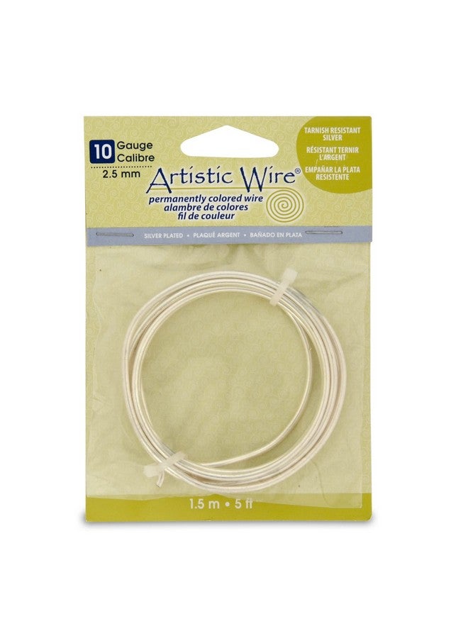 أرتيستك واير سلك نحاسي ملون مقاوم للتشوه مطلي بالفضة مقاس 10 بطول 5 أقدام فضي مقاوم للتشوه - Image 1