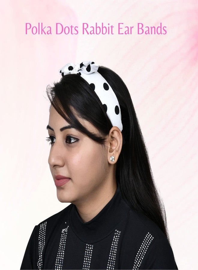 Matkooz ربطة شعر ماتكوز بنقاط البولكا على شكل أذني أرنب للبنات والسيدات، ربطة رأس للبنات - عبوة من قطعتين - Image 4