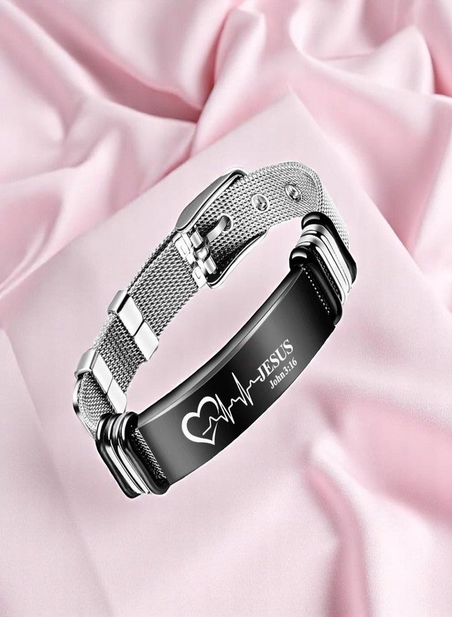 The Men Gift Religious Jesus (John 3.16) Stylish Latest Fashion Stainless Steel Mesh Hand Bracelet For Boys Buckle Clasp For Men Wrist Band For Men ShivBLRBr2025377 - Image 5