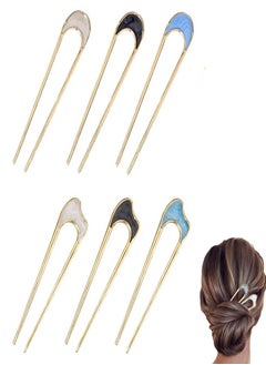 Oasisgalore 6pcs French Hair Pin U Shaped Hair Pins Metal Hair Fork for Women All Hair