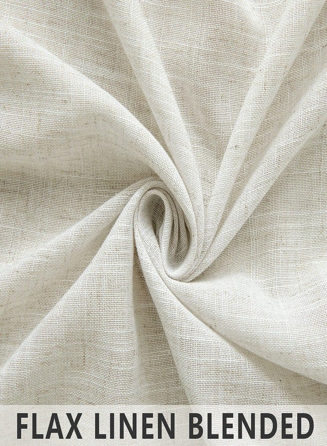 Mrs.Naturall ستائر من الكتان الطبيعي، طول 84 بوصة، طقم من لوحتين لغرفة المعيشة، جيب للعمود، لون عاجي كريمي، بنمط بوهيمي شبه شفاف، مظهر قطني، ترشيح الضوء، خصوصية، ستائر ريفية لغرفة النوم - Image 4