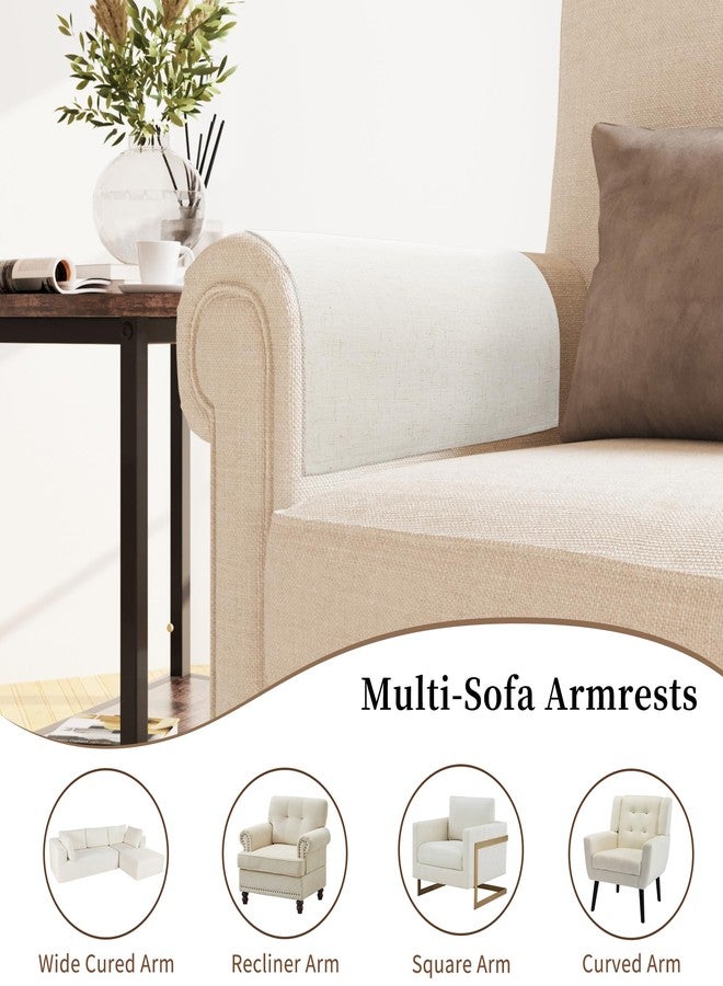 Joywell Armrest Covers Set of 2 - Textured Linen Blended, Pet-Proof Easy Fit Sofa Arm Protectors for Living Room, Recliner, Loveseat, Flat Edge Design Fits Lazy Boy, Armchair, Couch (Beige) - Image 3