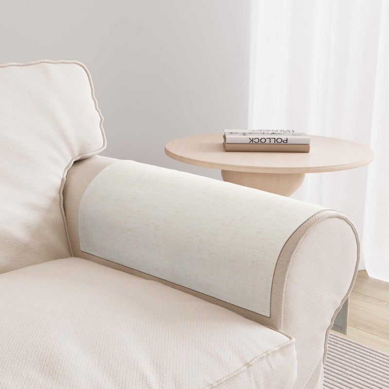 Joywell Armrest Covers Set of 2 - Textured Linen Blended, Pet-Proof Easy Fit Sofa Arm Protectors for Living Room, Recliner, Loveseat, Flat Edge Design Fits Lazy Boy, Armchair, Couch (Beige) - Image 1