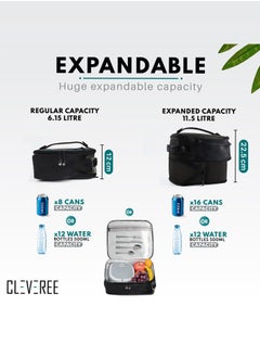 CLEVEREE Insulated Lunch Bag - Cooler Bag - Expandable Lunch Bag suitable for Work Office School Travel - Lunch Bag for Men and Women - Lunch Box Leak proof with Adjustable Shoulder Strap - Black  - Image 2