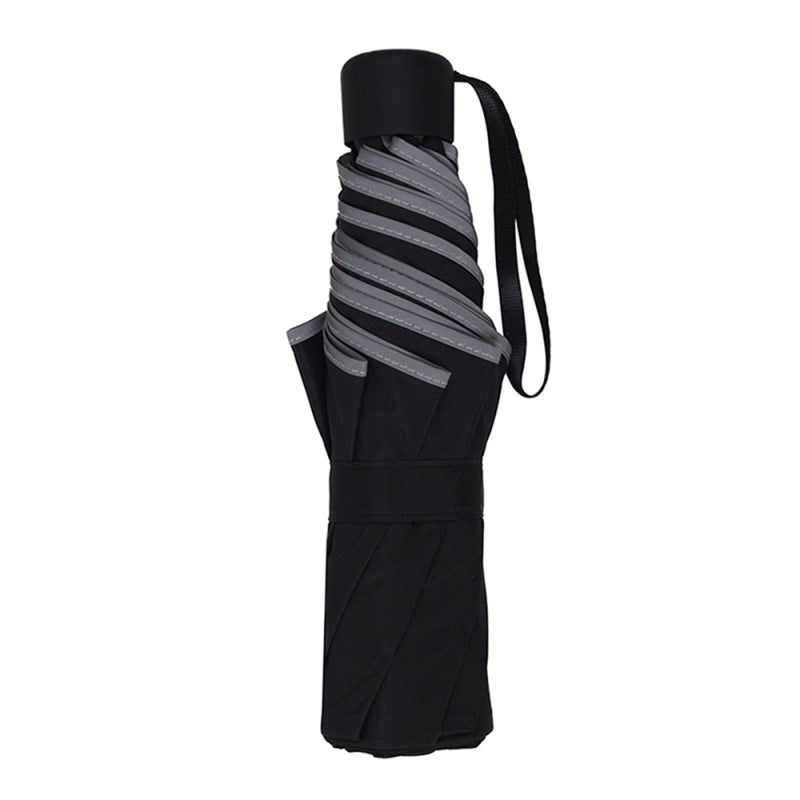Windproof UV Protection Umbrella: 7 Ribs Triple Folding Black Polyester Fiber With Nano Waterproof Coating - Dual-purpose Lightweight Portable Umbrella for Rain Sun Night Outdoor Commute Daily Use - Image 5