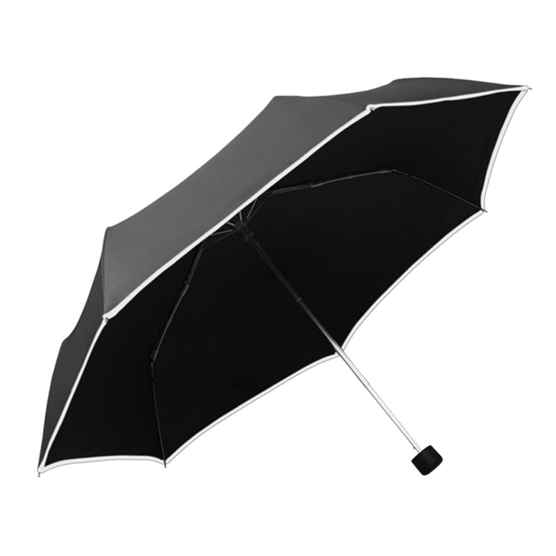 Windproof UV Protection Umbrella: 7 Ribs Triple Folding Black Polyester Fiber With Nano Waterproof Coating - Dual-purpose Lightweight Portable Umbrella for Rain Sun Night Outdoor Commute Daily Use - Image 1