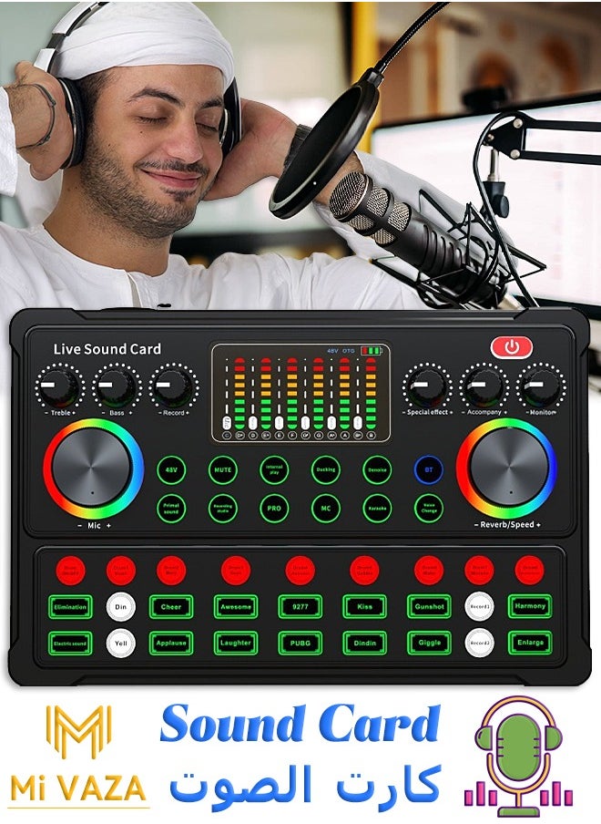 Mi VAZA - M3Podcast Microphone Sound Card - DJ Mixer - Live Sound Card for Streaming - Audio Mixer for Streaming, Gaming, Recording, Singing, Tiktok, YouTube, PC, Computer - Image 1