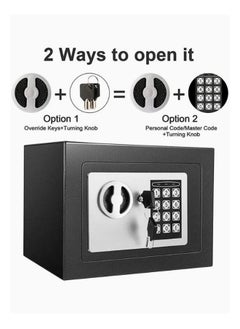 Arabest Security Safe, Mini Electronic Security Safe, Electronic Keypad Lock and Physical Key, Store Jewelry, Cash and Other Valuable Items, Suitable for Home/office/hotel(Black)  - Image 2