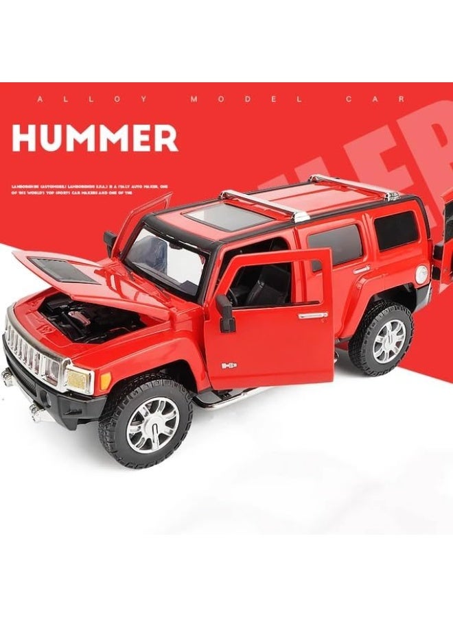 The Toys Home Licensed Die‑Cast Hummer H3 Mini SUV – 1:32 Pull‑Back Friction Car with Doors, Metal Body & Rubber Tires – Collectible Toy Vehicle for Kids & Adults Red - Image 1