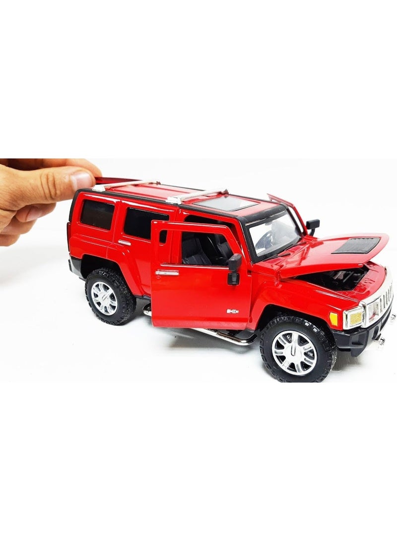 The Toys Home Licensed Die‑Cast Hummer H3 Mini SUV – 1:32 Pull‑Back Friction Car with Doors, Metal Body & Rubber Tires – Collectible Toy Vehicle for Kids & Adults Red - Image 3