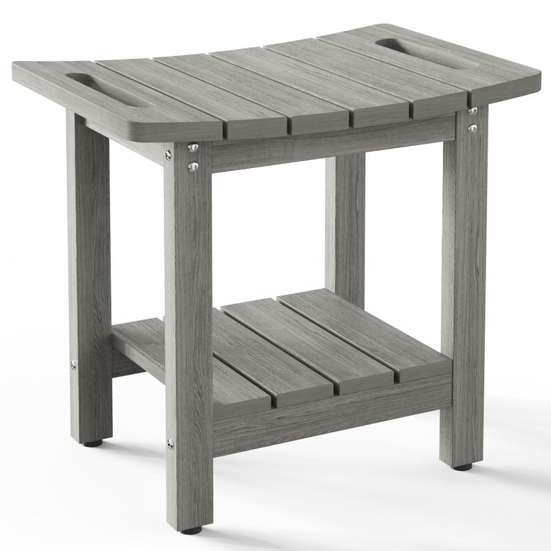 oridom HIPS Shower Benches for Inside Shower Shower Stool with SpaceEfficient Storage Shelf Waterproof Shower Chair Seat for Spa BathroomLight Gray - Image 3