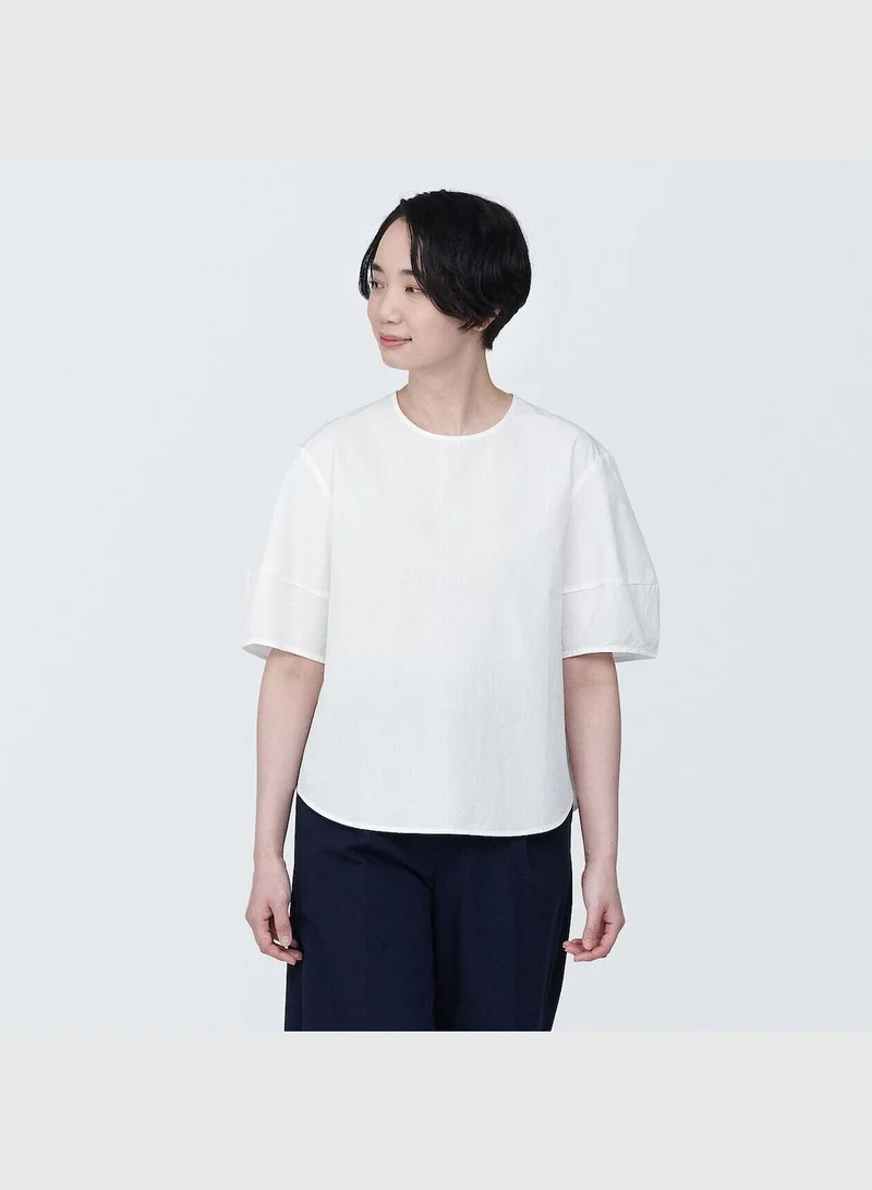 MUJI Cool Touch Broadcloth Short Sleeve Blouse