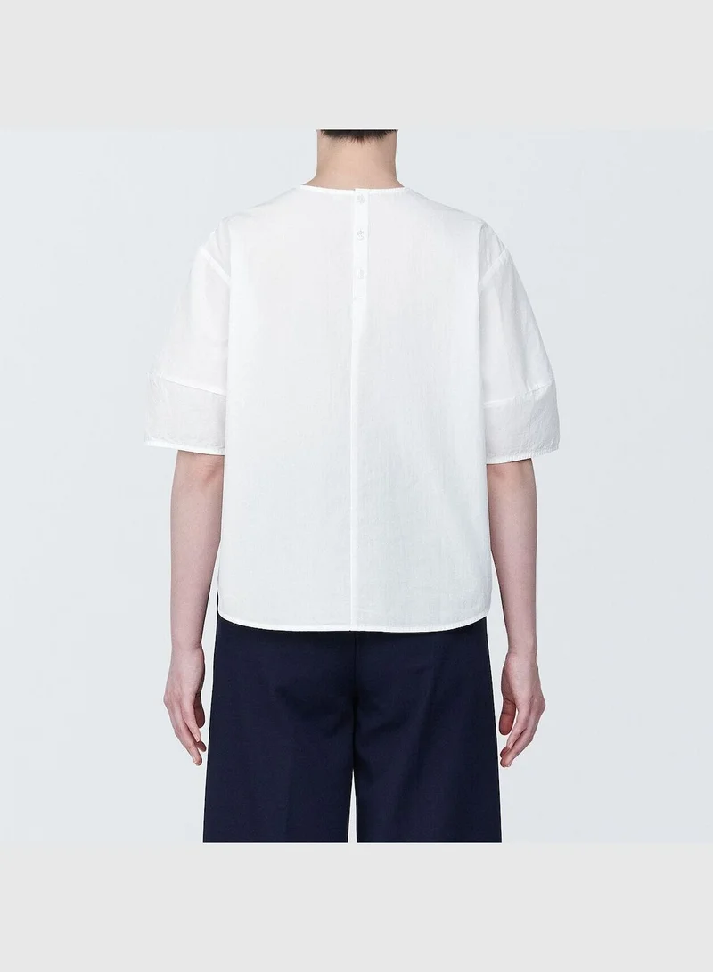 MUJI Cool Touch Broadcloth Short Sleeve Blouse