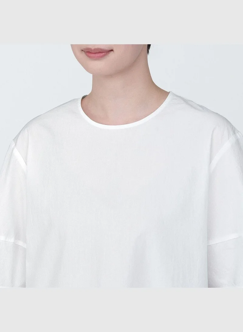 MUJI Cool Touch Broadcloth Short Sleeve Blouse