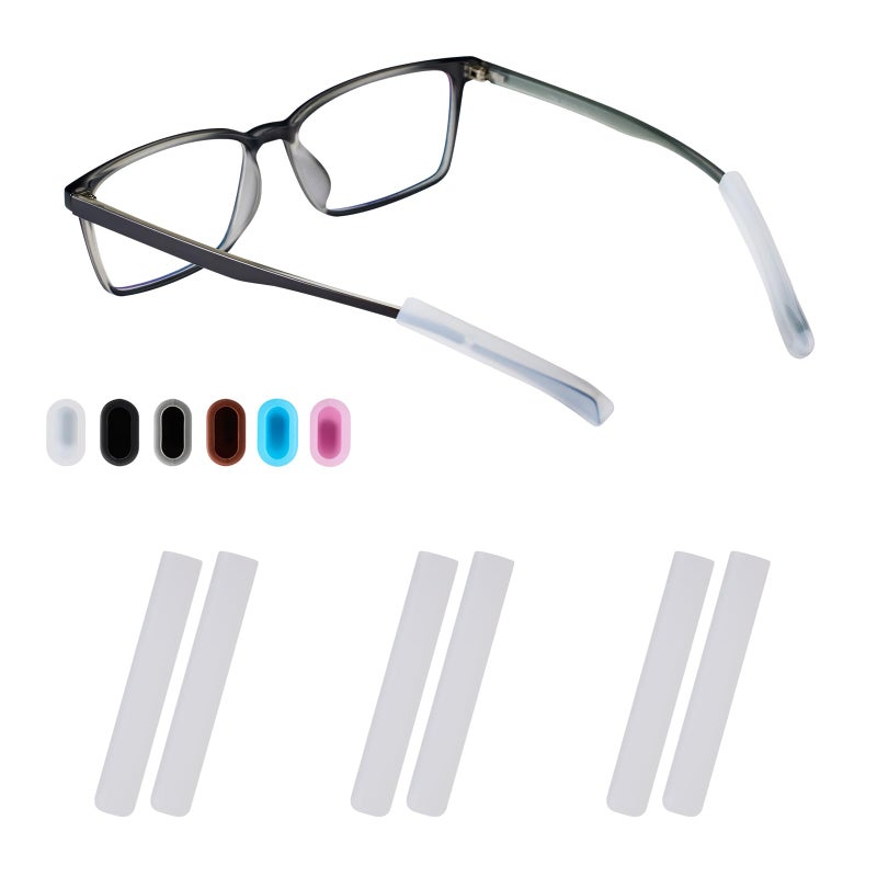 Omnful Glasses Ear Cushion  Non Slip Soft Silicone Eyeglass Ear Cushions  Anti-Slip Comfort Eyeglasses Temple Tips Sleeve Retainer  Comfort Eye Glass Ear Grips  Glasses Accessories (3 White Pairs) - Image 1