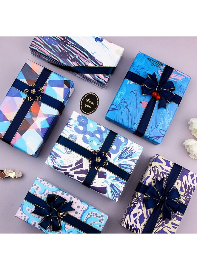 Zeemey 6 Sheets Gift Wrapping Paper With Accessories,Holiday Gift Wrapping Paper,Birthday Gift Box Gift Wrapping DIY, Gift Wrapping Paper for Birthday, Holiday, Wedding, Party,Kids Gift Wrapping (70cmX50cm)  - Image 1