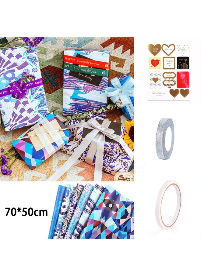 Zeemey 6 Sheets Gift Wrapping Paper With Accessories,Holiday Gift Wrapping Paper,Birthday Gift Box Gift Wrapping DIY, Gift Wrapping Paper for Birthday, Holiday, Wedding, Party,Kids Gift Wrapping (70cmX50cm)  - Image 2