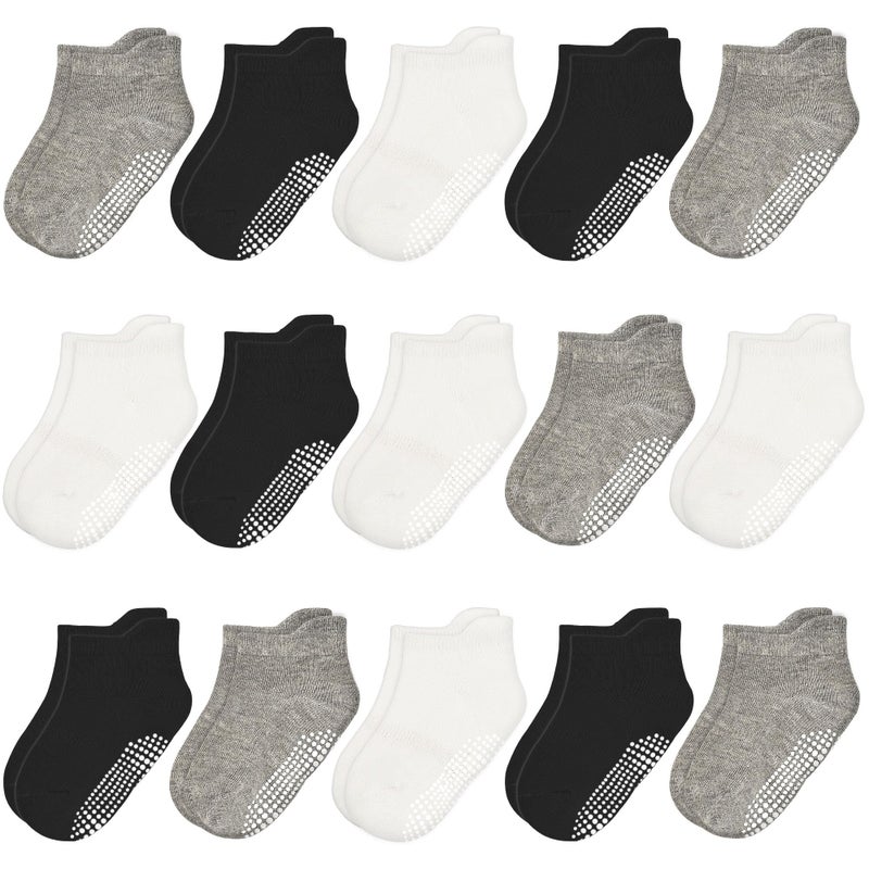 HYCLES 15 Pairs Toddler Socks, Kids Grip Socks for 3-5T Non Slip Ankle Sock for Baby Boys Girls - Image 1
