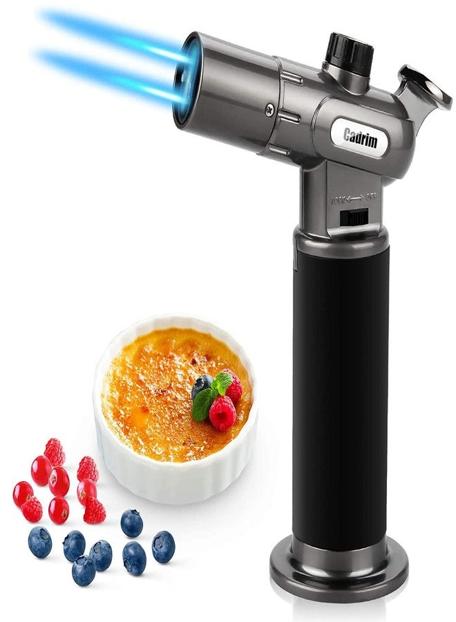 Cadrim Butane Torch, Refillable Pro Culinary Blow Torch Double Fire Cooking Torch and Small Adjustable Flame Kitchen Torch for Creme Brulee, Baking BBQ (Black) - Image 1